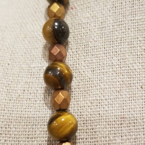 Tiger Eye Round Beaded Necklace - Picture 3 of 8